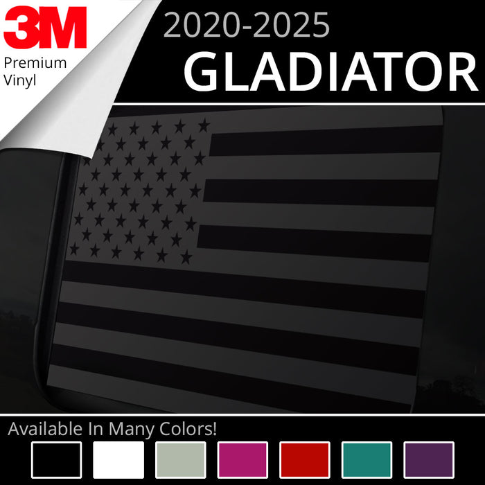 BocaDecals 2020-2025 Jeep Gladiator Rear Middle Window American Flag Decal Sticker Accessory