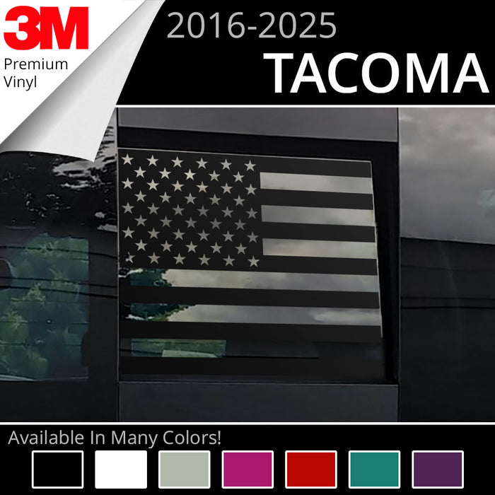 BocaDecals 2016-2025 Toyota Tacoma Rear Middle Window American Flag Decal