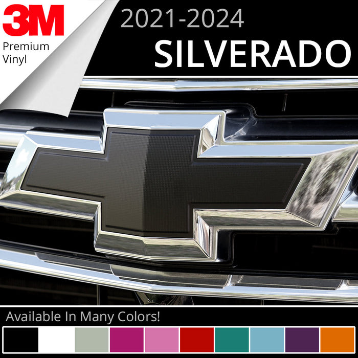 BocaDecals 2021-2023 Chevy Silverado 1500 Bowtie Emblem Overlay Insert Decals (Set of 2)