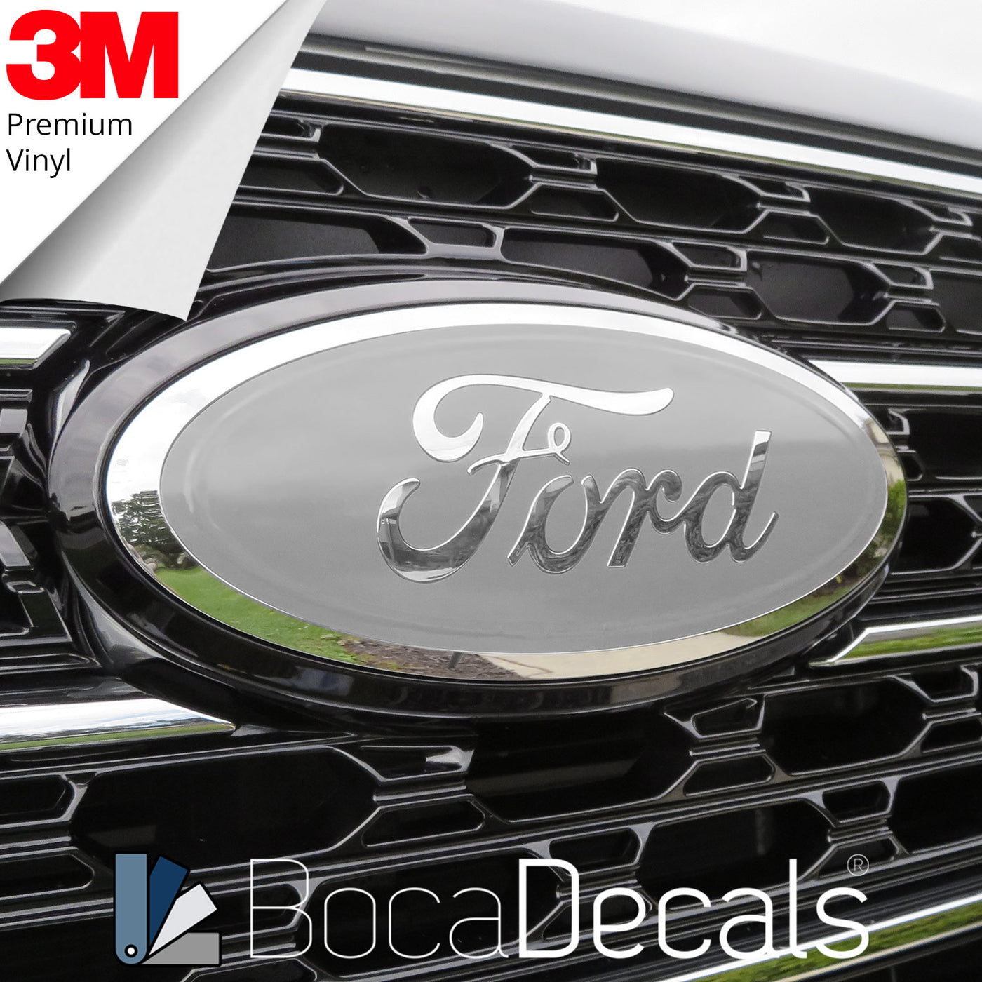 BocaDecals Emblem Overlay Insert Decals For 2013-2020 Ford Fusion (Set