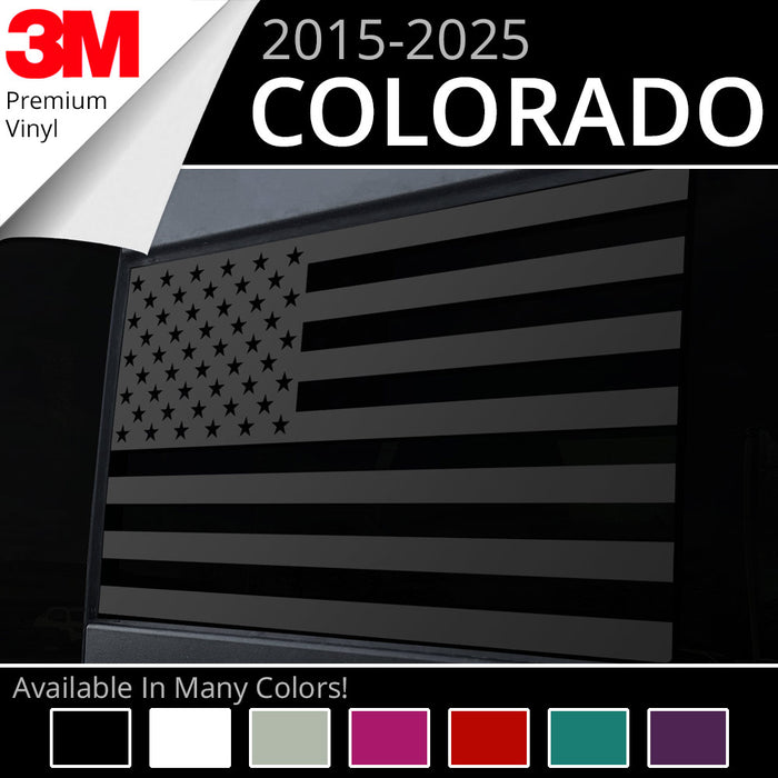BocaDecals 2015-2025 Chevy Colorado Rear Middle Window American Flag Decal