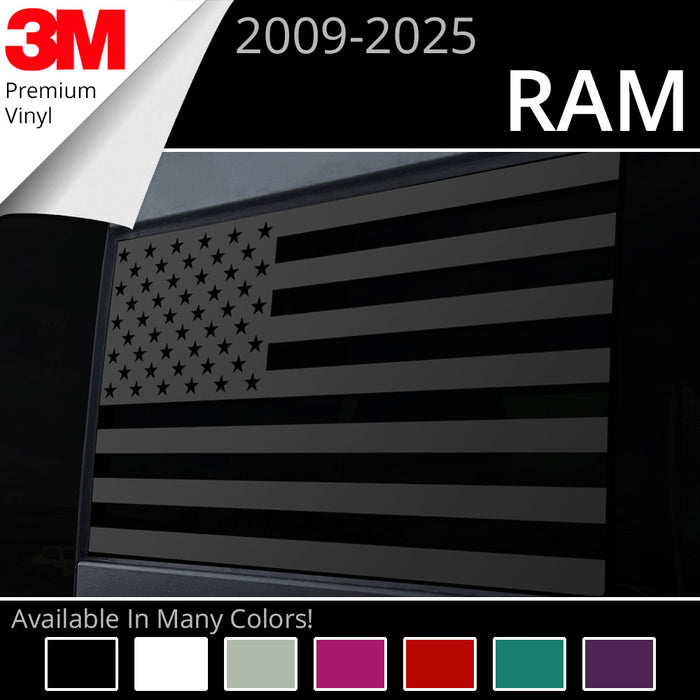 BocaDecals 2009-2025 Dodge RAM 1500/2500/3500 Rear Middle Window American Flag Decal