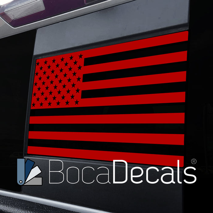 BocaDecals 2004-2018 Chevy Silverado and GMC Sierra 1500/2500/3500 Rear Middle Window American Flag Decal