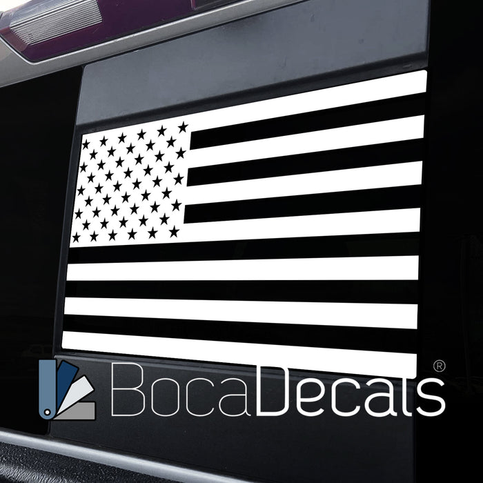 BocaDecals 2004-2018 Chevy Silverado and GMC Sierra 1500/2500/3500 Rear Middle Window American Flag Decal