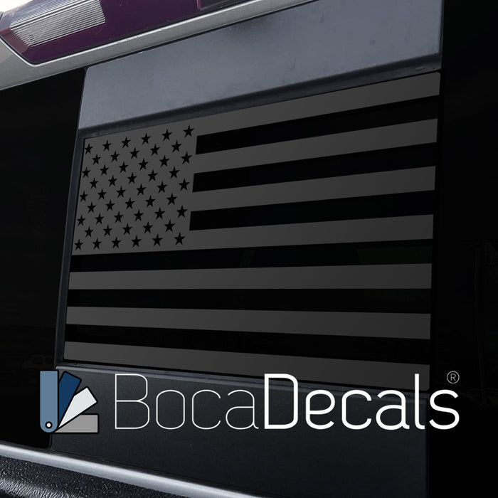 BocaDecals 2004-2018 Chevy Silverado and GMC Sierra 1500/2500/3500 Rear Middle Window American Flag Decal