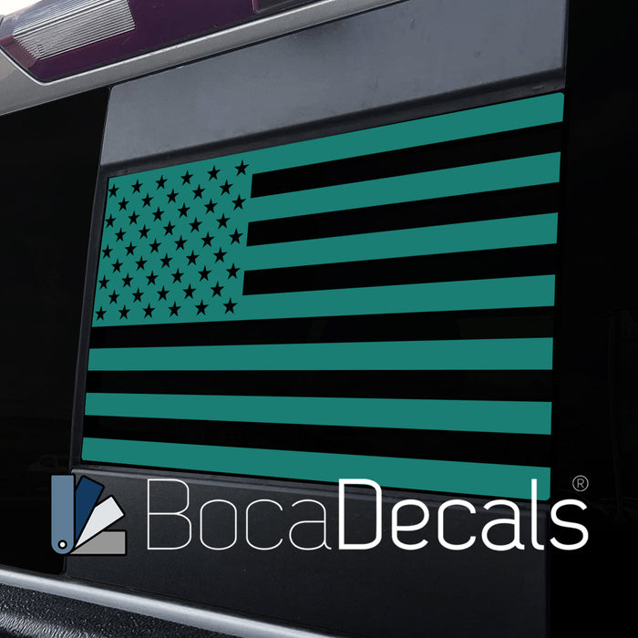 BocaDecals 2004-2018 Chevy Silverado and GMC Sierra 1500/2500/3500 Rear Middle Window American Flag Decal