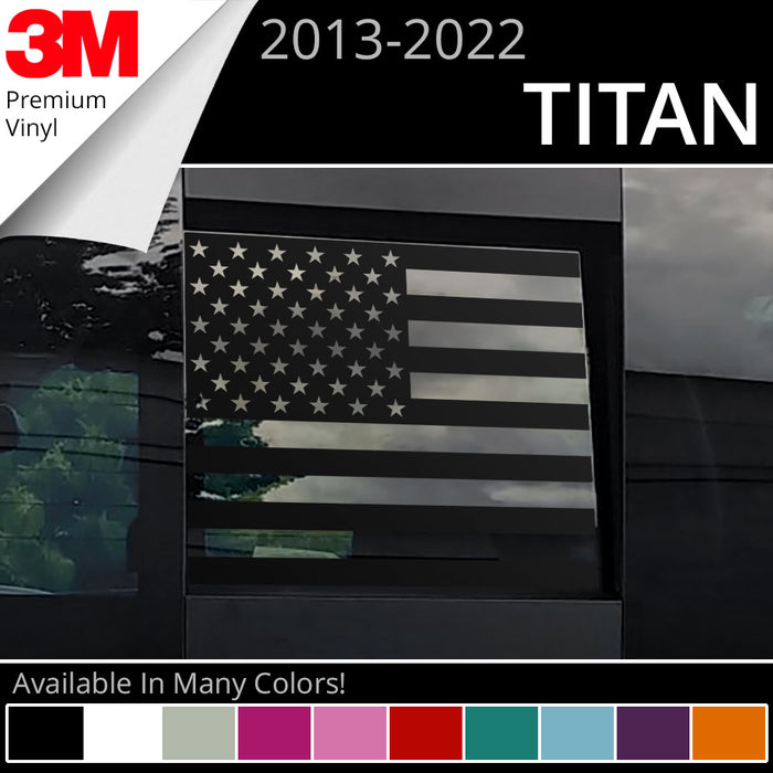 BocaDecals Precut Rear Middle Window American Flag Decal For 2013-2022 Nissan Titan
