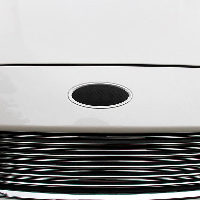 2013-2019 Ford Fusion Solid Carbon Fiber Oval Decal Emblem Inserts (Black)