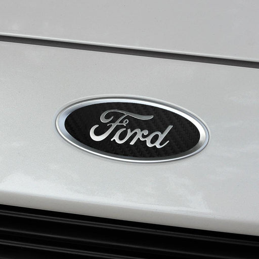 2013-2019 Ford Fusion Carbon Fiber Ford Oval Decal Emblem Inserts (Black)